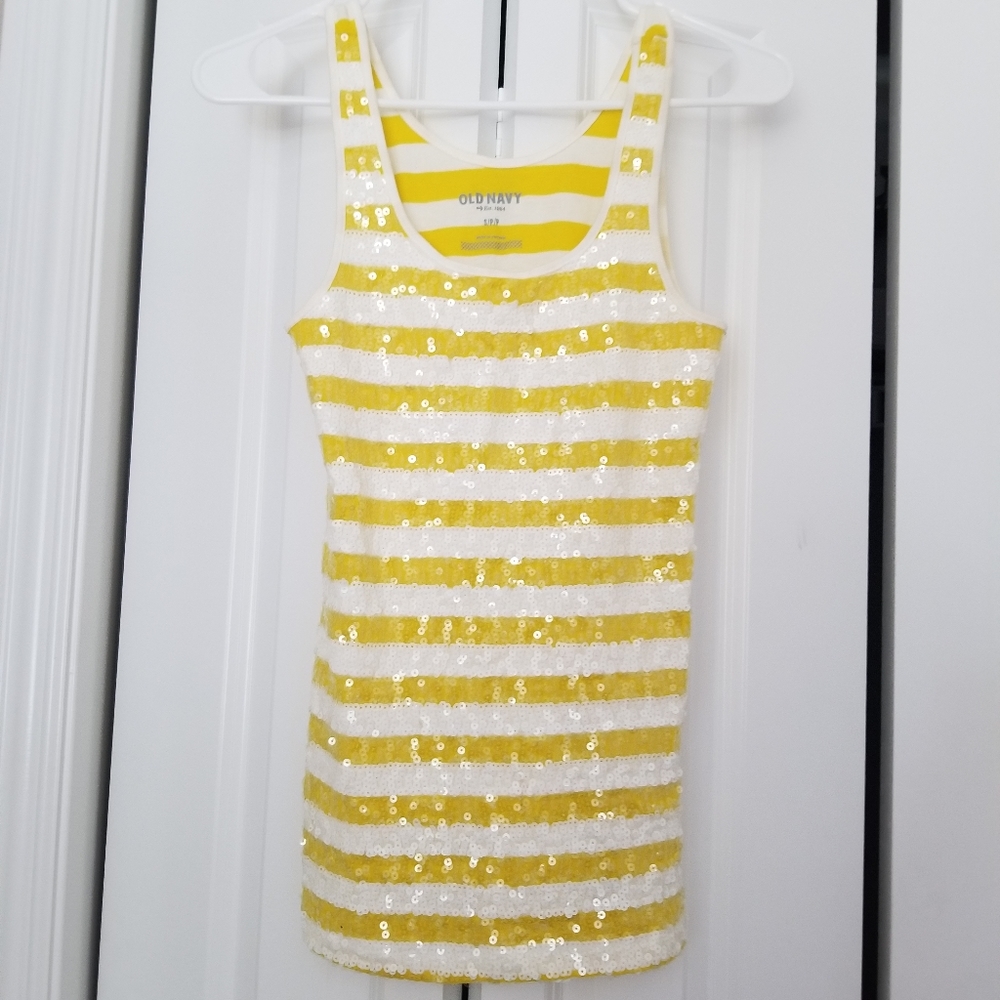 Sparkly white and yellow tank